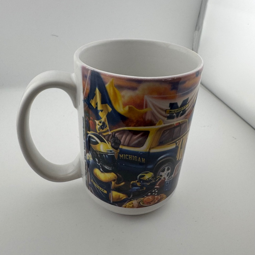 NCAA Michigan Wolverines Coffee Mug Dona Gelsinger Tailgate Graphic Blue Yellow